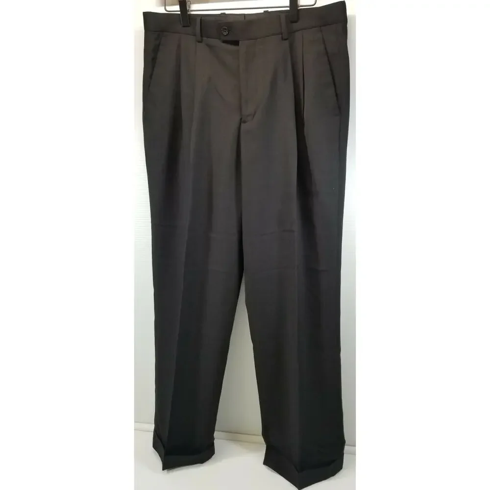 II) Perry Ellis Portfolio Double Pleated Classic Fit Performance Dress Pants 33